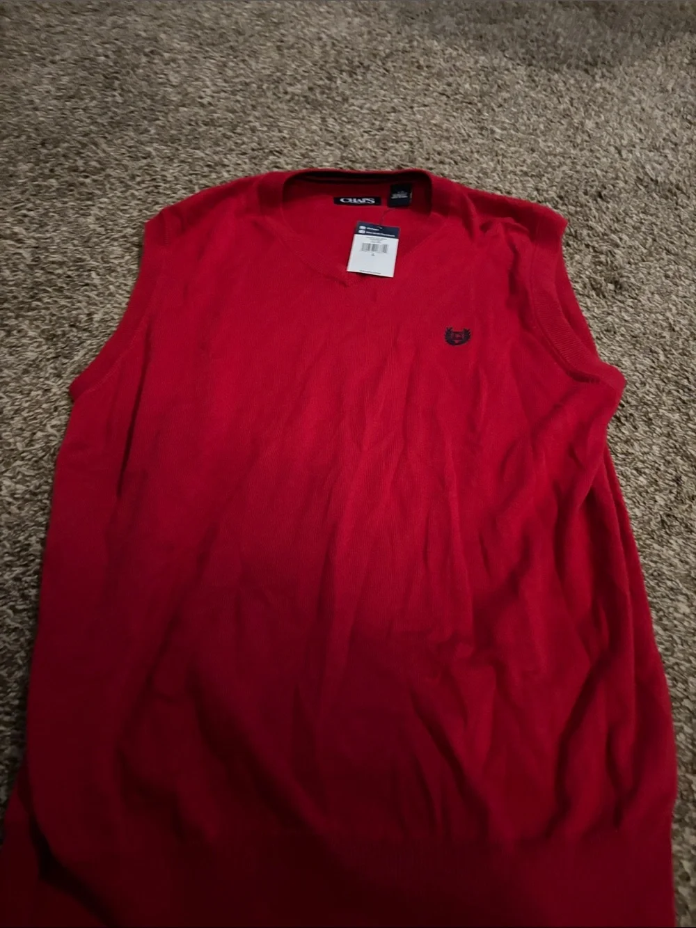 Chaps Red V-Neck Sweater Vest - Classic Knit